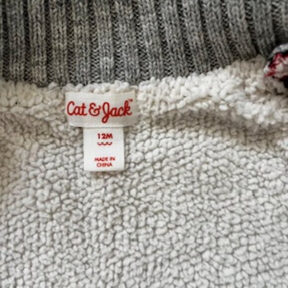 🧡3/15 Cat & Jack Check Knit Zip-Up Sweater Cardigan Jacket Boy Unisex 12M - Picture 6 of 8